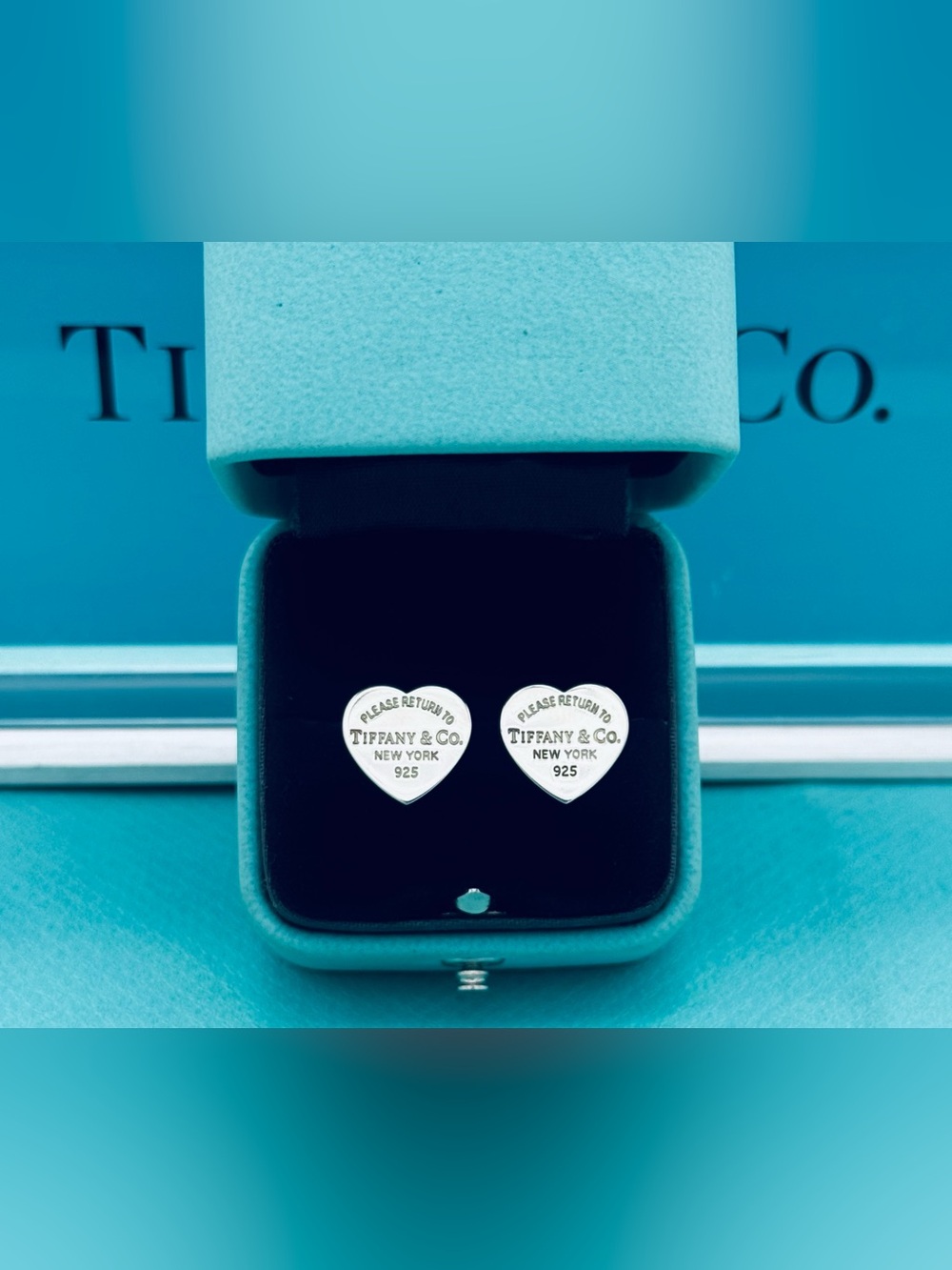 Retired silver  Tiffany & Co. medium Heart Tag Stud Earrings RTT